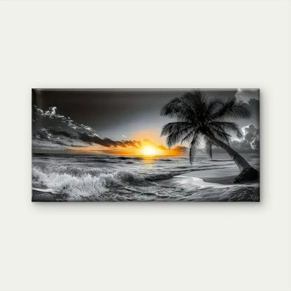 Palm Trees Beach Sunset Wall Art Canvas Office Home Room Framed 120x60cm