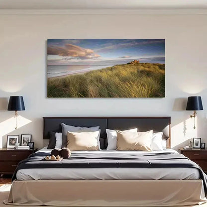 Bam burgh Castle Northumberland Wall Art Canvas Office Home Room Framed 120x60cm