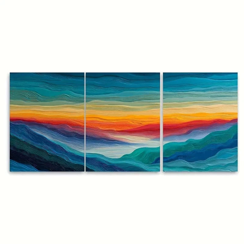 3pcs Abstract Sunset Scenery Painting Wall Art Set Canvas Framed 50x70cm - High Quality Print 100% Australian Made Wall Canvas Ready to Hang - Bella Home Decor
