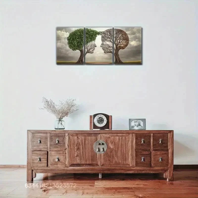 3pcs Abstract Psychology Wall Murals Metal Print Ready to Hang Art - Bella Home Decor