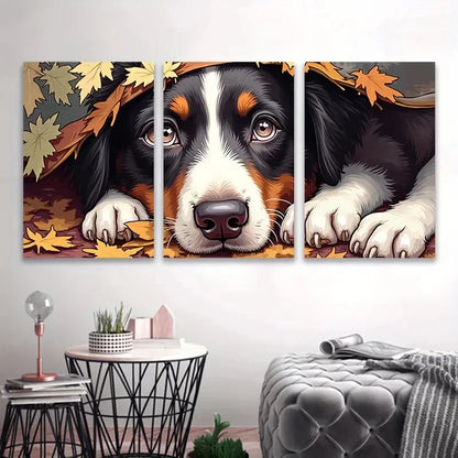 3pcs Black and White Dog Lying Inside Wall Art Set Canvas Framed 60x90cm - High Quality Print 100% Australian Made Wall Canvas Ready to Hang - Bella Home Decor