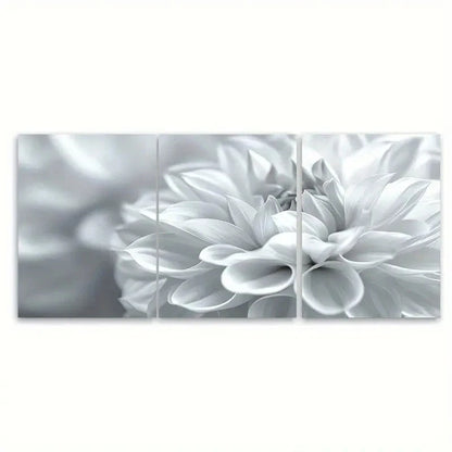 3pcs White Floral Abstract Blooming Flower Petal Wall Art Set Canvas Framed 60x90cm - High Quality Print 100% Australian Made Wall Canvas Ready to Hang