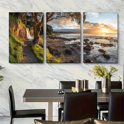 3pcs Falls Park Scenic Views Waterfall Wall Art Canvas Unframed - High Quality Print 100% Australian Made Wall Canvas