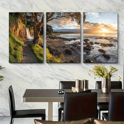 3pcs Falls Park Scenic Views Waterfall Wall Art Canvas Unframed - High Quality Print 100% Australian Made Wall Canvas