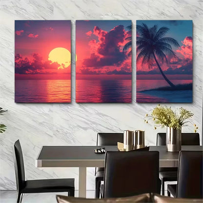 3pcs Abstract Waves Textured Painting Metal Print Ready to Hang Art - Bella Home Decor