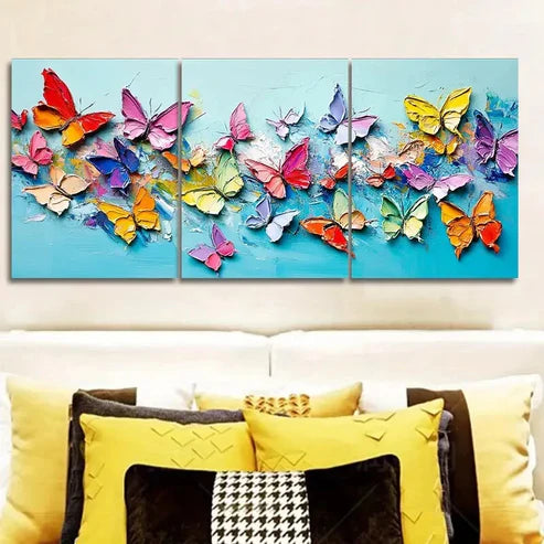 3pcs Lots of butterflies dancing Wall Art Set Canvas Unframed - High Quality Print 100% Australian Made Wall Canvas
