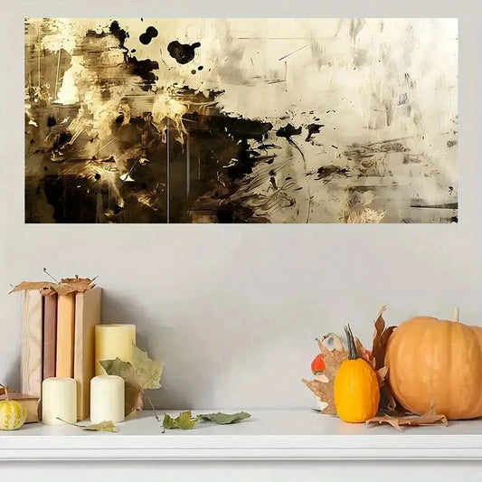 Vintage Retro Abstract Brown Wall Art Canvas Office Home Room Framed 120x60cm