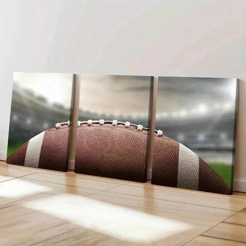 3pcs Sport Art Rugby American Football Wall Art Set Canvas Framed 60x90cm - High Quality Print 100% Australian Made Wall Canvas Ready to Hang