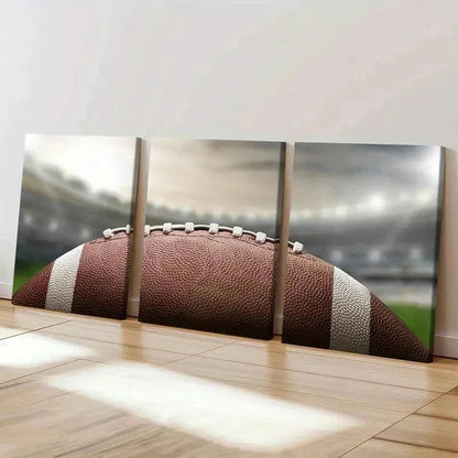 3pcs Sport Art Rugby American Football Wall Art Set Canvas Framed 60x90cm - High Quality Print 100% Australian Made Wall Canvas Ready to Hang