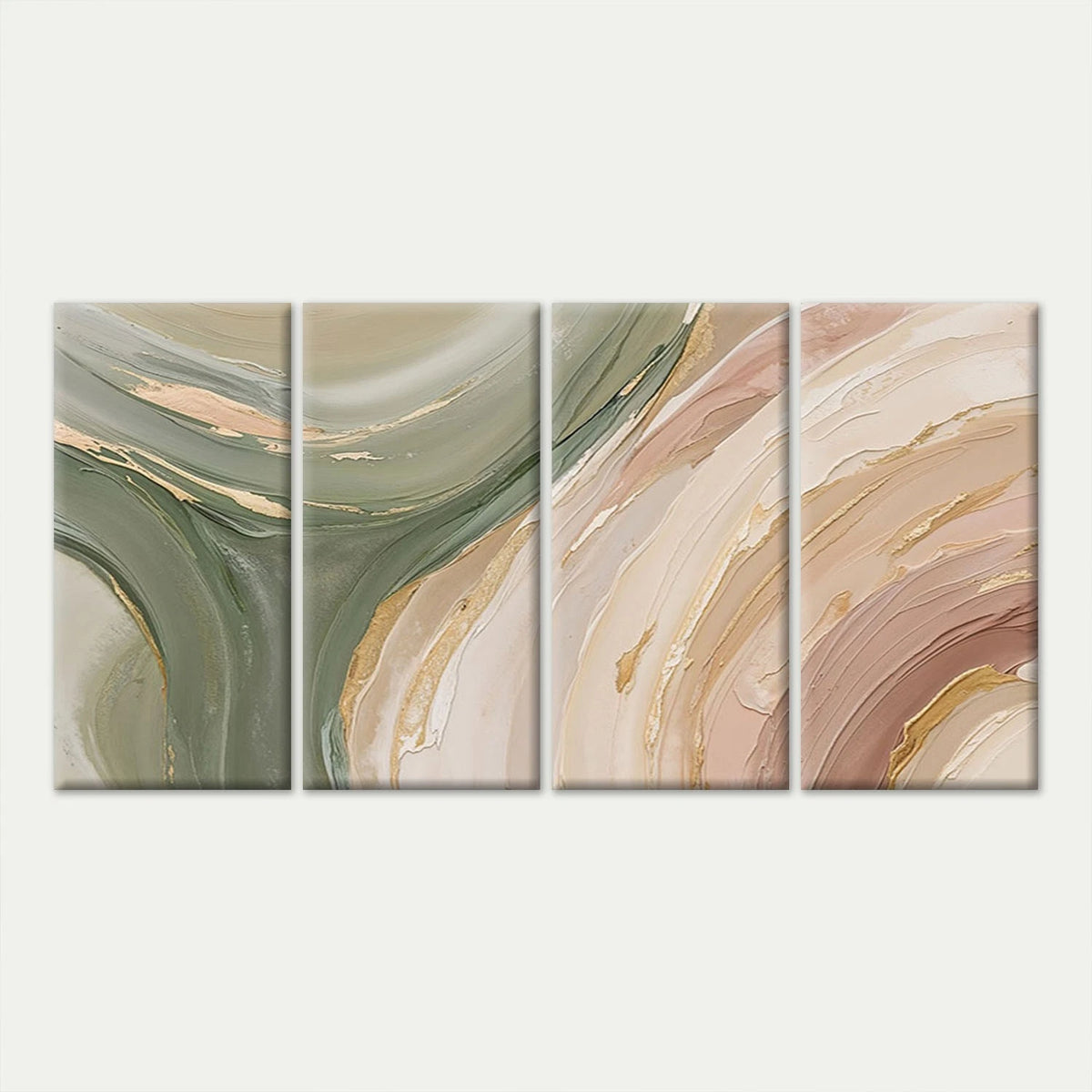 4pcs Neutral Abstract Paint Modern Wall Art Set Canvas Framed 45x80cm - High Quality Print 100% Australian Made Wall Canvas Ready to Hang