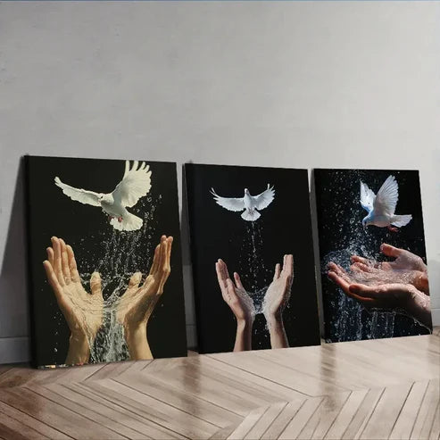3pcs Pigeon on Hand Design Wall Art Set Canvas Unframed - High Quality Print 100% Australian Made Wall Canvas
