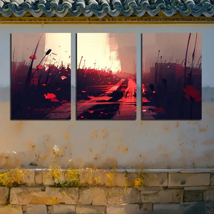 3pcs Flowers on The Grassland Illustration Metal Print Ready to Hang Art - Bella Home Decor