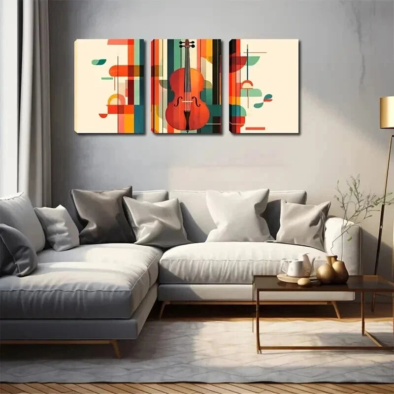3pcs Multi-Colored Geometric Shape Perfect Wall Art Set Canvas Framed 50x70cm - High Quality Print 100% Australian Made Wall Canvas Ready to Hang - Bella Home Decor