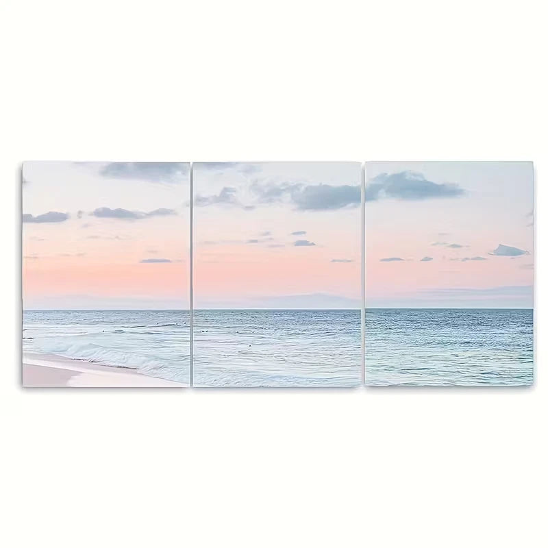3pcs Beach Sunset Metal Print Ready to Hang Art - Bella Home Decor