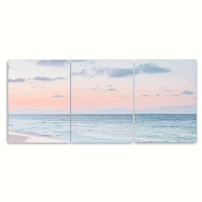 3pcs Beach Sunset Metal Print Ready to Hang Art - Bella Home Decor