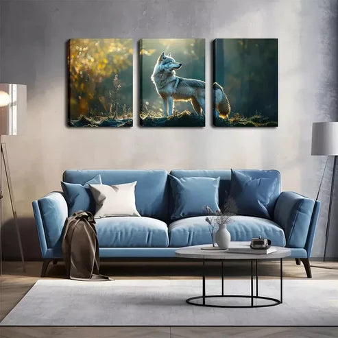 3pcs A Lone Wolf, New Launch Wall Art Canvas Unframed - High Quality Print 100% Australian Made Wall Canvas