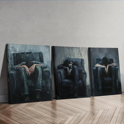3pcs Decadent Man Trio Modern Black & White Wall Art Set Canvas Framed 40x60cm - High Quality Print 100% Australian Made Wall Canvas Ready to Hang