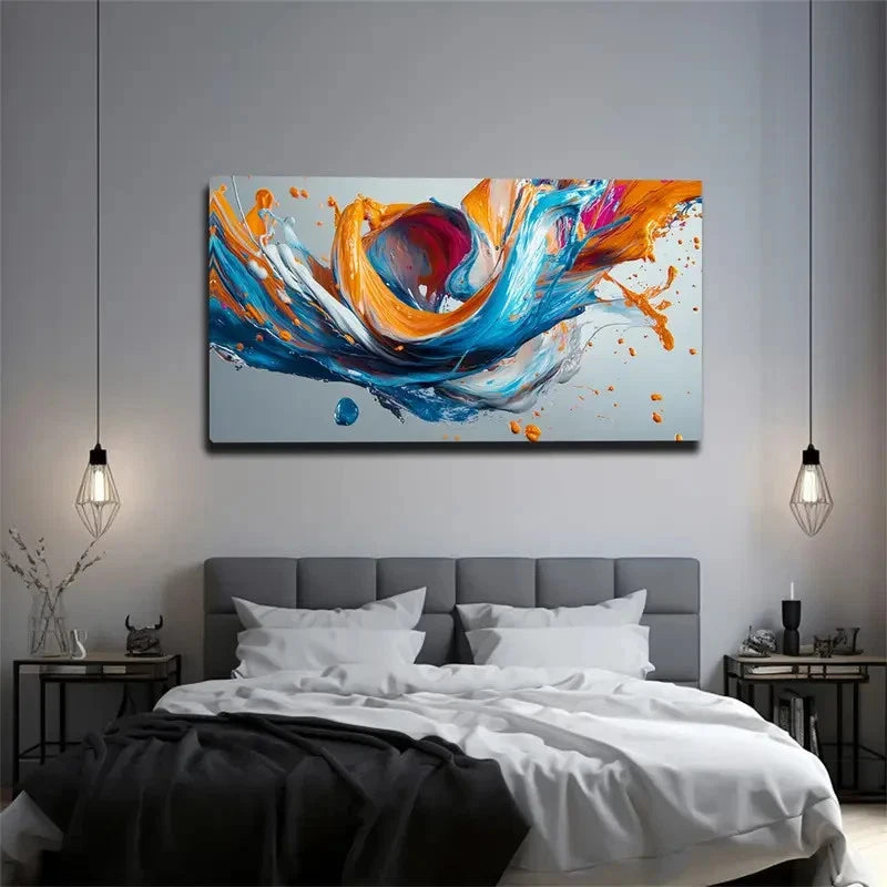 Vibrant Colorful Brushstrok Wall Art Canvas Office Home Room Framed 120x60cm