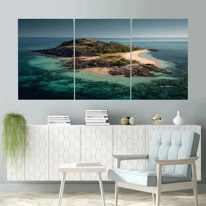 3pcs Lang Island, Queensland, Australia Wall Art Set Canvas Framed 60x90cm - High Quality Print 100% Australian Made Wall Canvas Ready to Hang