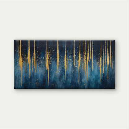 Blue & Golden Abstract Drip Wall Art Canvas Office Home Room Framed 120x60cm