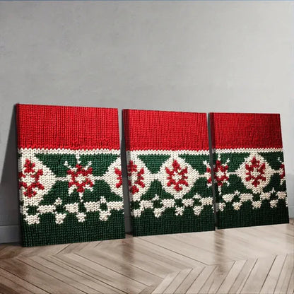 3pcs Christmas sweater pattern Wall Art Set Canvas Unframed - High Quality Print 100% Australian Made Wall Canvas - Bella Home Decor