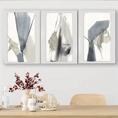 3 PCS Abstract Ink-Wash Style Wall Art Set Canvas Unframed - High Quality Print 100% Australian Made Wall Canvas