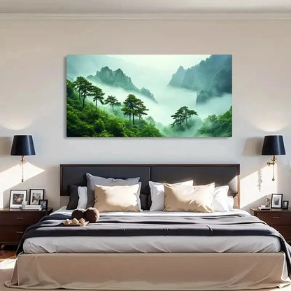 Depicting A River Nature Misty Wall Art Canvas Office Home Room Framed 120x60cm - Bella Home Decor