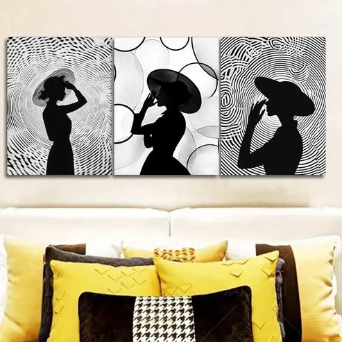 3pcs Elegant Silhouette Circular Patterns Wall Art Set Wall Art Canvas Unframed – High Quality Print 100% Australian Made Wall Canvas