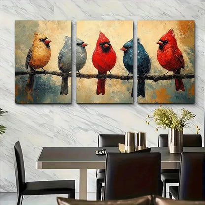 3pcs Red BirdS Canvas I  Wall Art Set Canvas Framed 40x60cm - High Quality Print 100% Australian Made Wall Canvas Ready to Hang