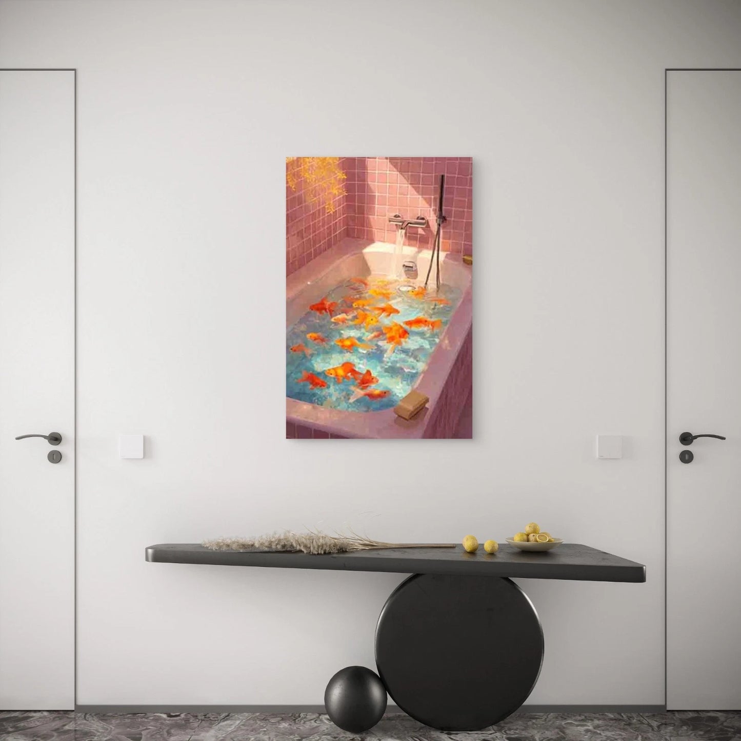 Goldenfish Bathtub Party Metal Print Ready to Hang