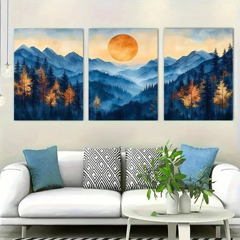 3pcs Mountain Forest Natural Scenery Wall Art Set Canvas Unframed - High Quality Print 100% Australian Made Wall Canvas