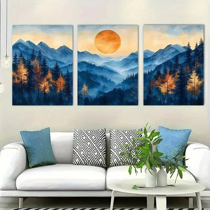 3pcs Mountain Forest Natural Scenery Wall Art Set Canvas Unframed - High Quality Print 100% Australian Made Wall Canvas
