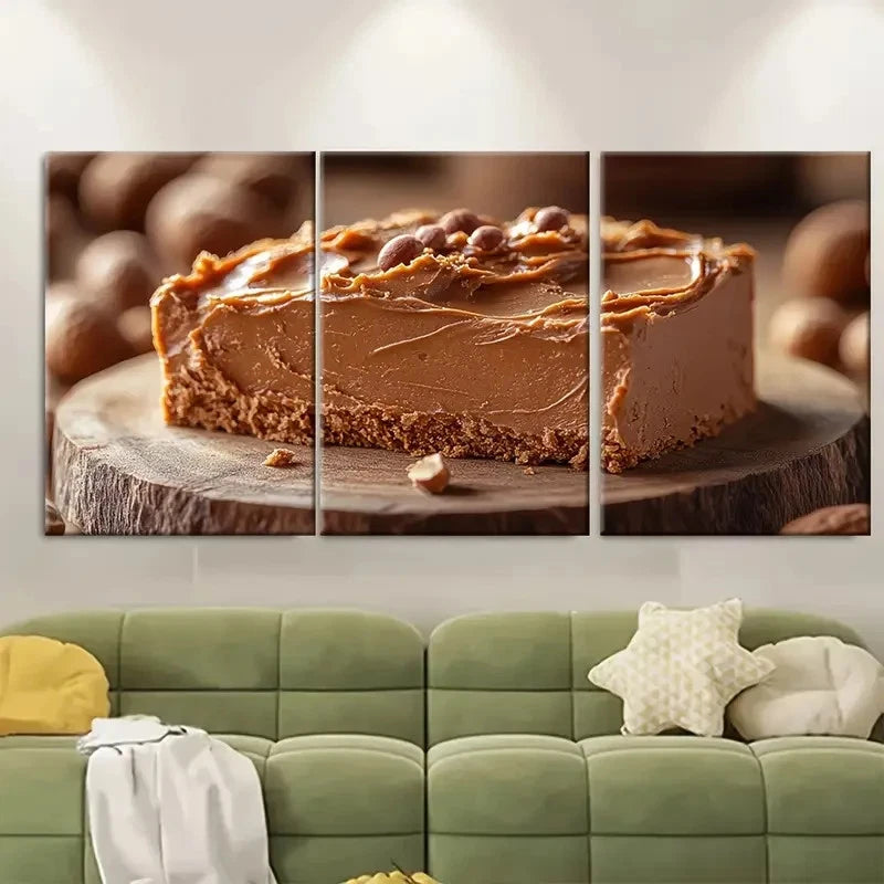 3pcs Peanut Butter Paste Cake Painting TI Wall Art Set Canvas Framed 60x90cm - High Quality Print 100% Australian Made Wall Canvas Ready to Hang