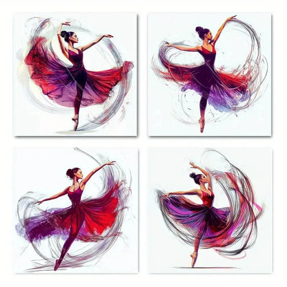 4pcs Ballet DanceWall Art Canvas Framed