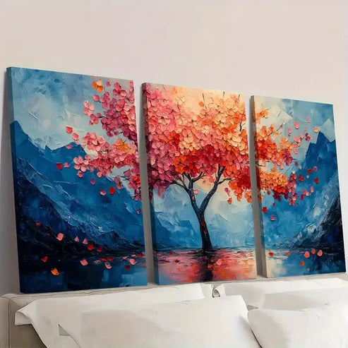 3pcs Abstract Blossom Trees IR Wall Art Canvas Unframed - High Quality Print 100% Australian Made Wall Canvas - Bella Home Decor
