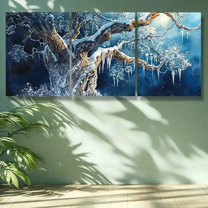 3pcs The Cold Tree Painting Wall Art Set Canvas Unframed - High Quality Print 100% Australian Made Wall Canvas