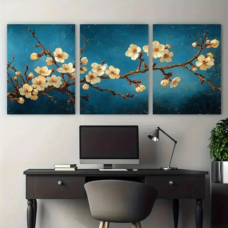 3pcs Vincent van Gogh's Almond Blossoms Metal Print Ready to Hang Art - Bella Home Decor