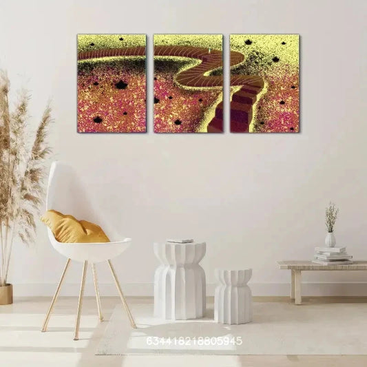3pcs A road full of stars, A romantic journey, Metal Print Ready to Hang Art
