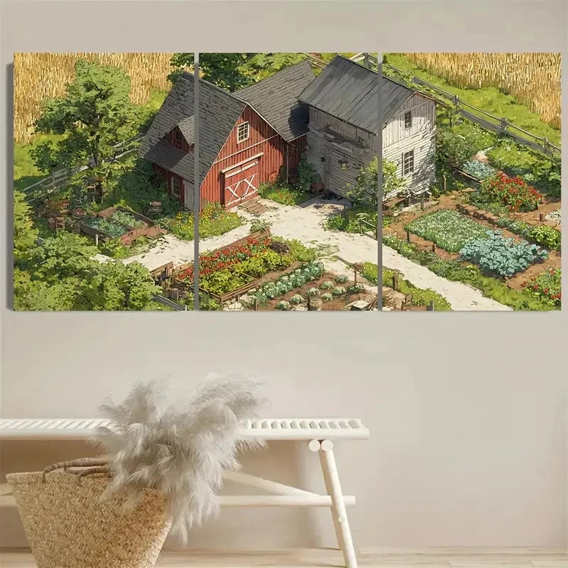 3pcs Rustic Farmhouse Recess Framed Wall Art Set Canvas Framed 60x90cm - High Quality Print 100% Australian Made Wall Canvas Ready to Hang