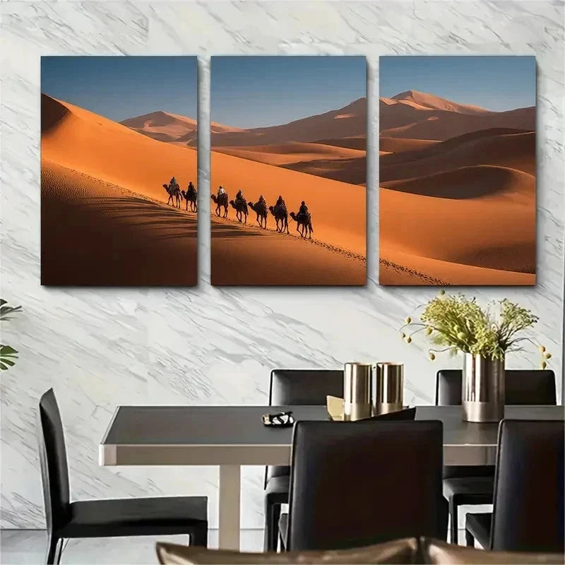 3pcs Sahara Desert Travel Morocco Perfect Wall Art Set Canvas Framed 50x70cm - High Quality Print 100% Australian Made Wall Canvas Ready to Hang