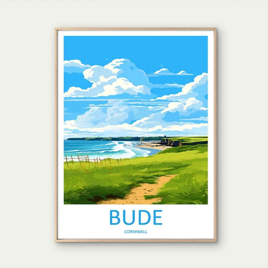 Bude Cornwall Coastal England Vintage Travel Poster Print Wall Art