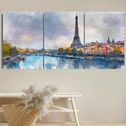 3pcs Parisian France Europe Travel Wall Art Set Canvas Framed 40x60cm - High Quality Print 100% Australian Made Wall Canvas Ready to Hang