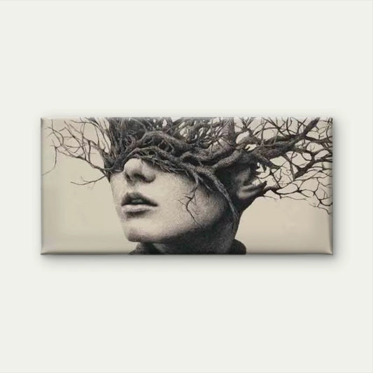 Portrait of a Face with Tree Wall Art Canvas Office Home Room Framed 120x60cm