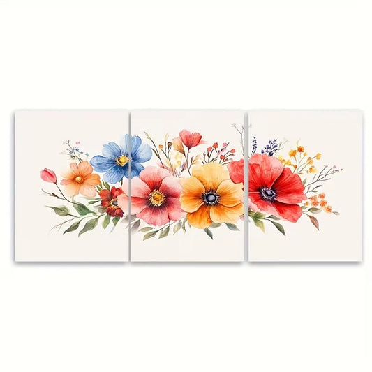 3pcs Birth Flower Family Bouquet Metal Print Ready to Hang Art