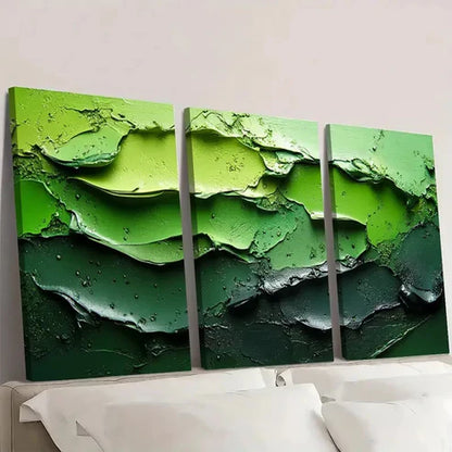 3pcs Black and Green Textured Abstract  Wall Art Set Canvas Unframed - High Quality Print 100% Australian Made Wall Canvas - Bella Home Decor