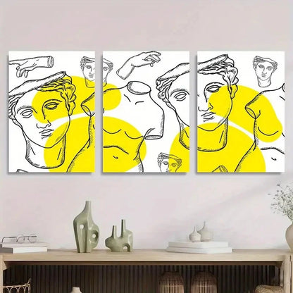 3pcs Abstract Classic Portrait Line Art Metal Print Ready to Hang Art - Bella Home Decor