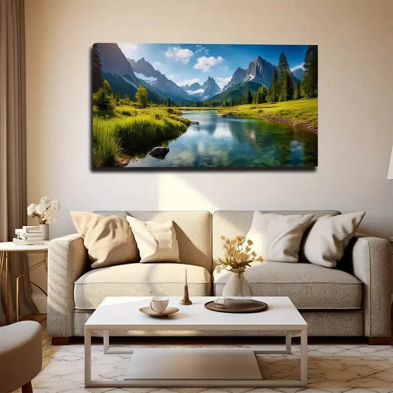 Slowly Flowing Water Wall Art Canvas Office Home Room Framed 120x60cm