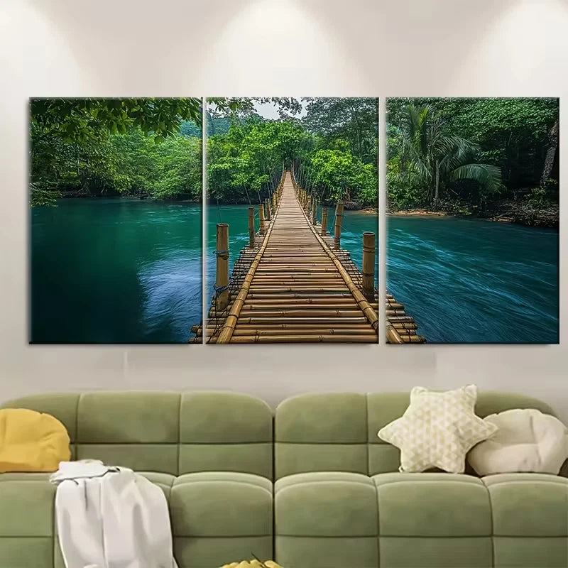 3pcs Tropical River Scene Bohol Philippines Metal Print Ready to Hang Art