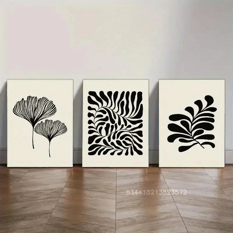 3pcs Black and white art Decor Print Metal Print Ready to Hang Art - Bella Home Decor