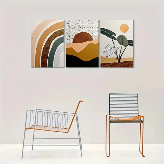 3pcs Minimalist Geometric Patterns Wall Art Set Canvas Framed 40x60cm - High Quality Print 100% Australian Made Wall Canvas Ready to Hang